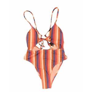 NWT! Ribbed Tie-Front‎ One Piece Swimsuit Xhilaration Small Bathing Suit Cut-out